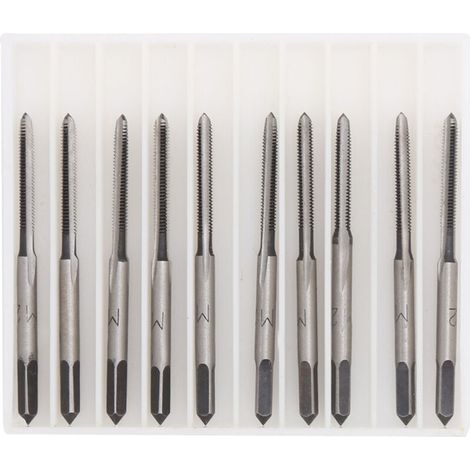 Jeffergarden Jeu de tarauds à prise conique métrique, rainures droites manuelles, outil en acier au carbone, filetage M2 10 pièces (1/5)