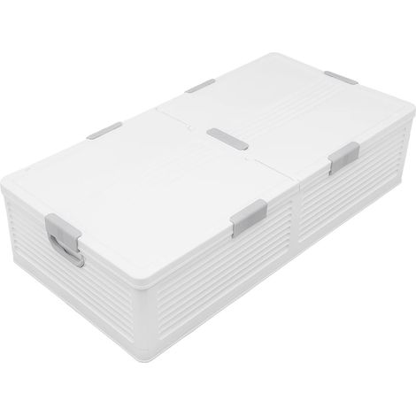 Caja de almacenamiento, diseño plegable, plástico resistente, color blanco. (1/2)
