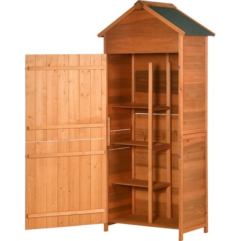 Casetta Box da Giardino 84x52x188 cm Porta Attrezzi in Legno di Abete (1/5)