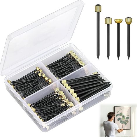 100 PCS Clous de Suspension, pour Cadres Photo et Décoration Murale, Cintres Crochets en Métal, Accroche Cadres, Photos et Miroirs, Boîte de Rangement Pratique pour Maison, Bureau et Galerie (1/5)