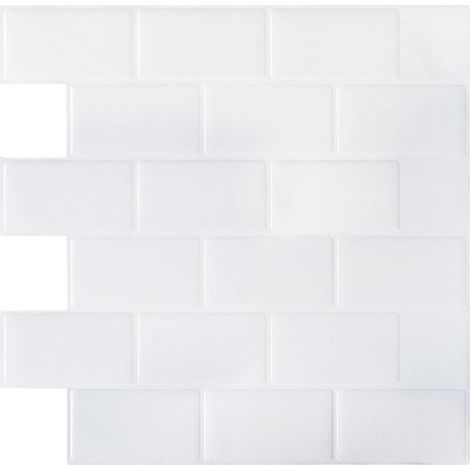 White self-adhesive tile wallpaper, 30 x 30 cm, mosaic-style wall sticker, waterproof decorative film for bathroom and kitchen wall tiles MUMU