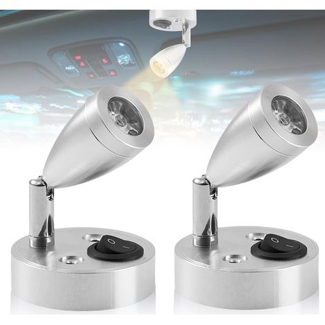 Set mit 2 LED-Leseleuchten (12 V) für Wohnmobile und Wohnwagen – Innenbeleuchtung mit einstellbarem Schalter – 3 W – Warmweiß (3000 K) – Auch für den Einsatz auf dem Wasser geeignet