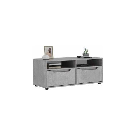 Meuble TV VISNES gris béton 100x40x38 bois d'ingénierie (1/5)