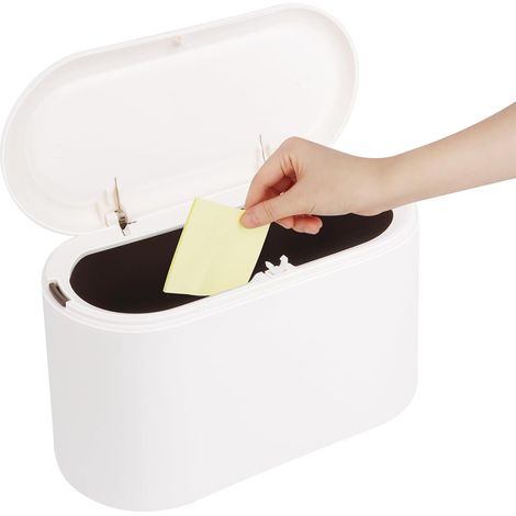 1 poubelle de table, pop-up, plastique pp, couvercle double couche, 2l, bureau voiture cuisine