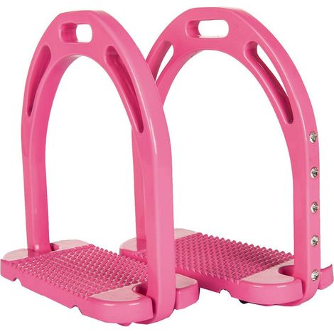 12, Fuchsia: Etriers d'équitation anglais avec strass sur les côtés en différentes couleurs