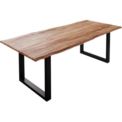 Baumkante Esstisch Sheesham naturbelassen 220x100 schwarz Mailand (1/5)