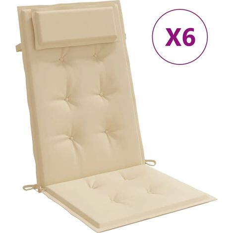 Coussins de chaise à dossier haut lot de 6,Coussins d'extérieur beige tissu oxford CFW233076 (1/5)