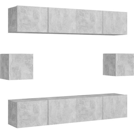 Maison Exclusive - 6-tlg. TV-Schrank-Set Betongrau Holzwerkstoff (1/5)