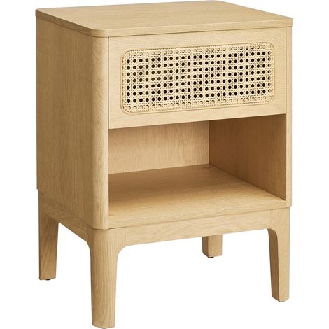 Vasagle – Table de chevet en rotin – Style boho – 45 x 40 x 60 cm – Tiroir pratique – Couleur boisée – Capacité 90,7 kg (1/5)