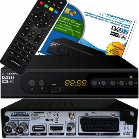 Ricevitore tv digitale terrestre esperanza dvb t2 h265hevc ev111p (1/5)