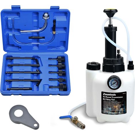Herramienta de llenado de aceite para cajas de cambios de 3 litros, bomba de transferencia de aceite para transmisiones manuales. Incluye adaptadores ATF (13 adaptadores). (1/5)