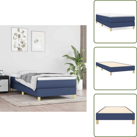 The Living Store Struttura Letto a Rete a Molle Blu 80x200 cm in Tessuto - Struttura letto