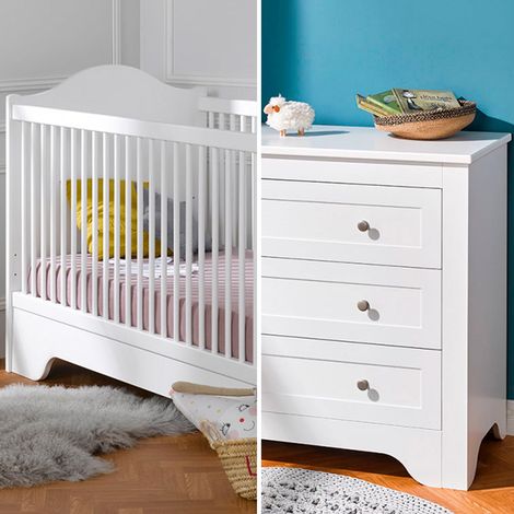 Lit bébé évolutif et Commode à langer Bébé Provence Occitane Blanc (1/5)