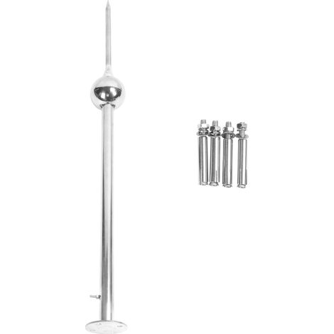Parafoudre tige acier inoxydable 1 mètre, paratonnerre à boule unique, dispositif de protection contre la foudre pour toit maison, piquet 3 pôles. (1/5)