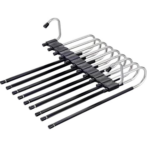 (Noir) Lot de 2 cintres Pliables à 9 Couches pour économiser de l'espace Multifonctionnel Trou de Suspension pour penderie, Pantalon, écharpe, Jeans (1/4)