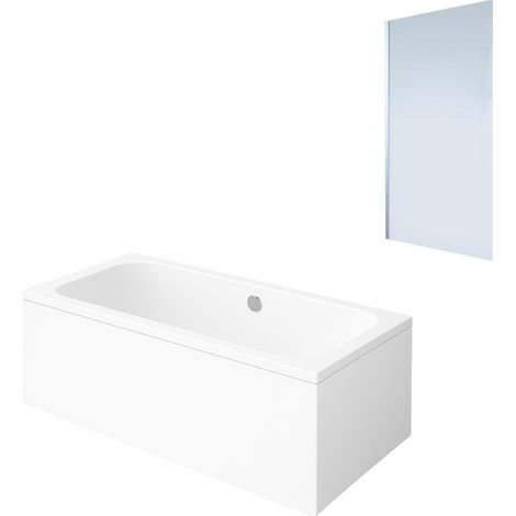 Bañera recta VILLEROY & BOCH Architectura acrílica 180 x 80 cm + Mampara de bañera izquierda AURYS Mist 1 cromada