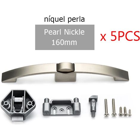 (160 mm nickel perlé) Ensemble de 5 pièces comprenant poignées de verrouillage, verrous à bouton-poussoir et quincaillerie de loquet pour armoire de camping-car (1/2)