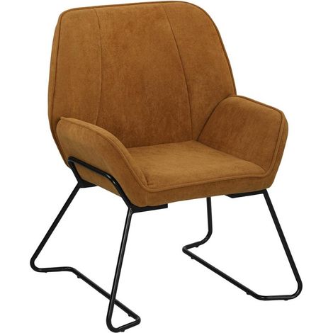 Fauteuil lounge marron en velours avec large assise et pieds en métal, style chaleureux confortable pour intérieur cosy (1/5)