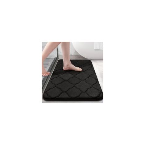 Tappetino da bagno antiscivolo, in morbida schiuma memory, assorbente, lavabile in lavatrice - 40 x 60 cm, nero