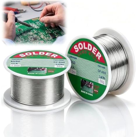 Étain à souder avec fluide, 1 mm, 50 g, soudure sans plomb avec noyau en colophane (1/5)
