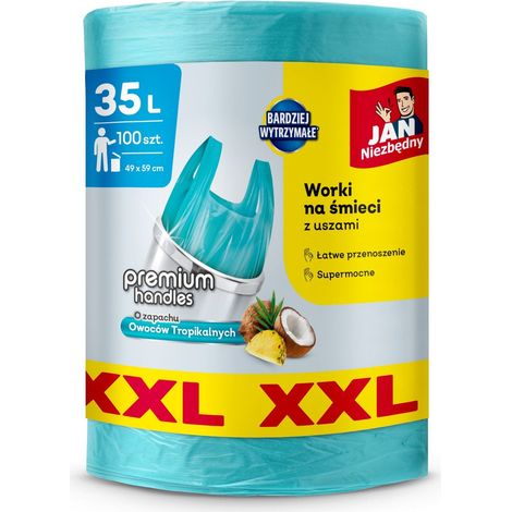Sacchi per rifiuti JAN essential HD con manici 35 L - profumo di frutta tropicale 100 pezzi (XXL) (1/2)