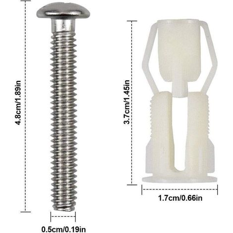 2 Pièces Vis d’Expansion pour Fixation de Couvercle et Abattant de WC – Kit de Remplacement pour Lunette de Toilette (1/5)