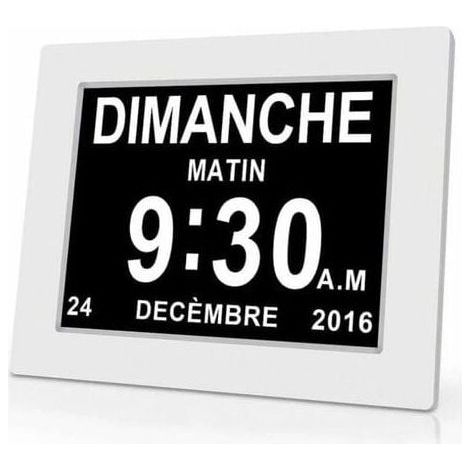 Horloge calendrier numérique One Piece 7 pouces avec date et heure, horloge Alzheimer pour parents, rappel de médicaments pour grands-parents et enfants - Blanc - 20414324mm, (1/5)