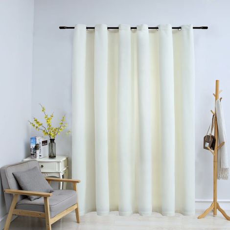 Cortina opaca con anillas de metal terciopelo crema 290x245 cm vidaXL (1/2)