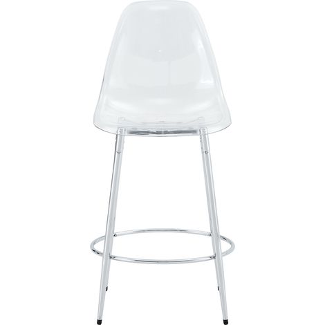 Set de bar con mesa de cristal de 89 cm y 2 taburetes transparentes plateado HOMVRA (1/5)