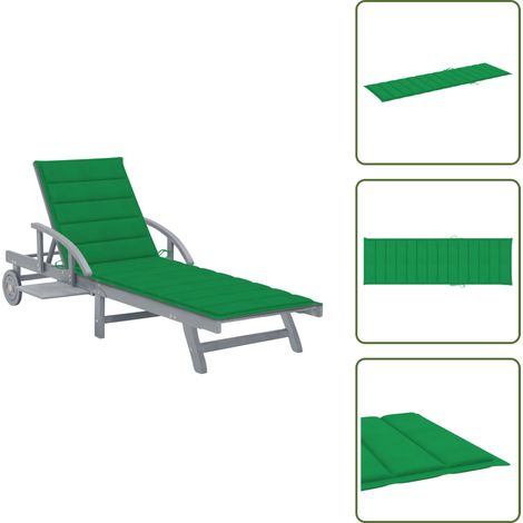 Chaise longue de jardin avec coussin Bois d'acacia solide - Chaise Longue Jardin - Chaise Longue Bois - Transat - Mobilier De Jardin - Salon De Jardin (1/5)