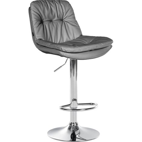Sgabello alto x1 per cucina e bar con seduta in morbida similpelle grigia e struttura in metallo cromato 100005696