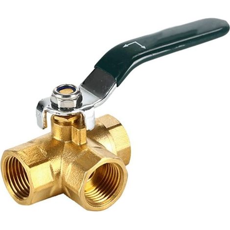 Valve to ball to three channels, type L, thread indoor, connection complete, suitable for water, oil and the steam, with switch of flow water (size : 1/4 inch) (1/5)