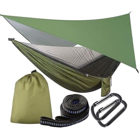 Filiyano-Hamac avec moustiquaire, bâche et sangles, capacité de charge de 200 kg, hamac double léger en nylon respirant 290 x 140 cm - Perfet-Xin (1/5)
