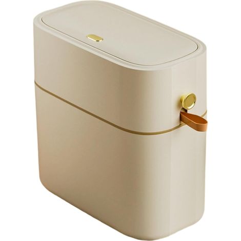 Poubelle de salle bain avec couvercle - Conteneur à déchets absorbant , mince et élégante fermeture (1/5)