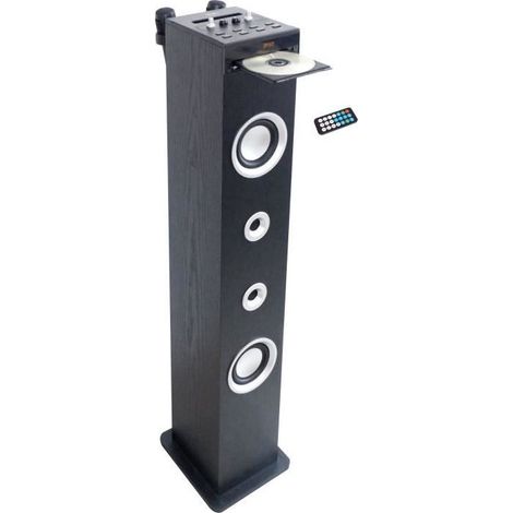 Tour de son Bluetooth 100W avec lecteur CD et karaoké – Radio FM – Port USB – Entrée aux-in – Noir – Inovalley