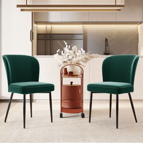 sedia sala da pranzo verde velluto metallo imbottita OKMYHOME (1/4)
