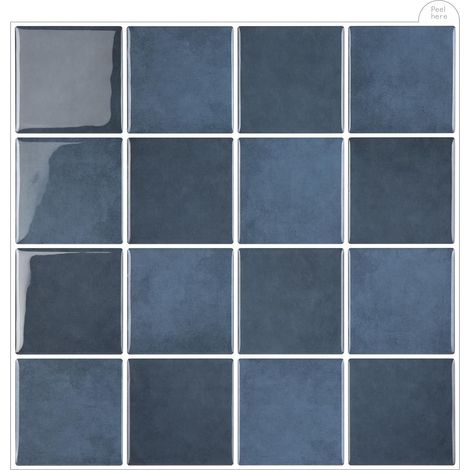 Carreaux Adhésifs Carrés Pour Cuisine, Autocollants Mosaïque 3D, Lot De 10 Carreaux Muraux À Décoller Et Coller, Autocollants Gris Bleu Pour Cuisine Et Salle De Bain (22,9 X 22,9 cm) (1/5)