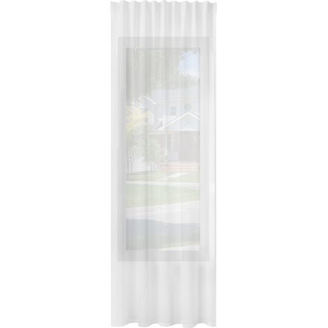 WOLTU 1er Gardinen Leinenoptik Vorhänge Halbtransparent Gardine mit Kräuselband für Schlafzimmer Wohnzimmer 135x175 cm Weiß