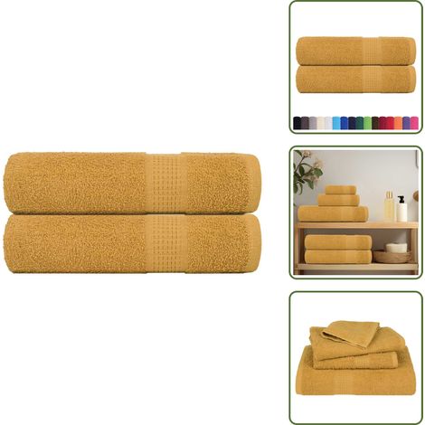 Badetücher 2 Stk. Golden 100x150 cm 360 g/m² 100% Baumwolle - Badetuch - Badetücher - Duschtuch - Handtuch (1/5)