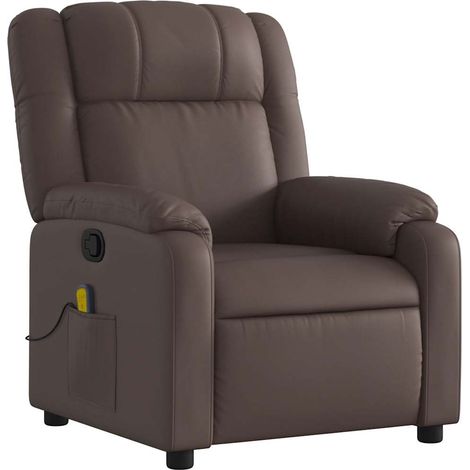 Poltrona relax TV funzione massaggio reclinabile 6 punti massaggio in PVC PVC marrone DEC027003