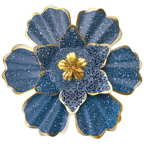 Décoration murale florale en métal bleu, style bohème, avec crochets décoratifs adaptés à une utilisation intérieure et extérieure (salle de bain, terrasse, clôture, jardin, chambre, salon) ou comme s (1/5)