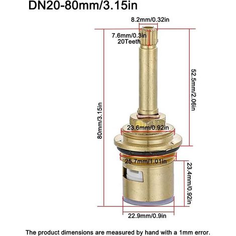 Ersatz-Keramikventilkopf mit hohem Schaft, DN20, Messing-Armaturkartusche für Dusche, Bad und Küche (80 mm) (1/4)