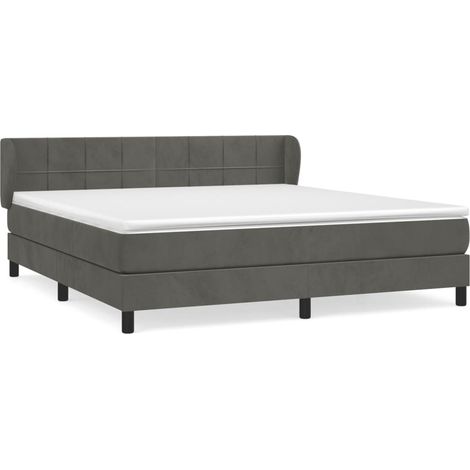Maison Exclusive - Giroletto a Molle con Materasso Grigio Scuro 180x200 cm Velluto