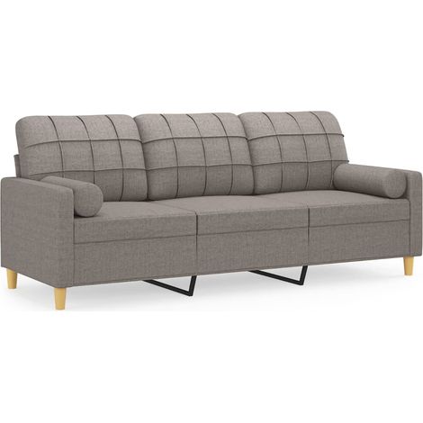 Maison Exclusive - Divano a 3 Posti con Cuscini Tortora 180 cm in Tessuto