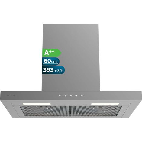 Cappa aspirante convenzionale Flux CM 602200 Inox B larga 60 cm, acciaio inox, potenza di aspirazione di 220 m3/h, motore da 70 W, classe B, controllo meccanico, 3 livelli di potenza e luce.