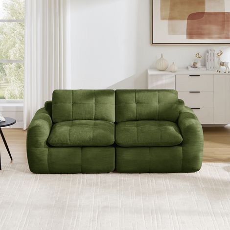 Canapé Modulable 2 Places Chenille vert - Assise Profonde, Canapé Droit Confortable pour Salon et Appartement, Moderne Sans Montage (1/5)