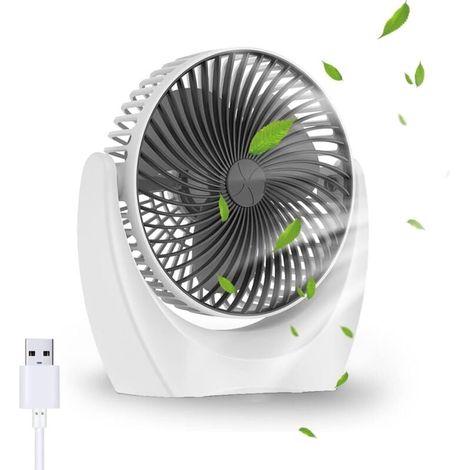 USB-Tischventilator, tragbarer leiser Ventilator, leistungsstarker Mini-Ventilator, kleiner Tischventilator mit 3 Geschwindigkeiten für Schlafzimmer, Büro, Zuhause, Küche (360°-Drehung, Stromversorgun (1/4)