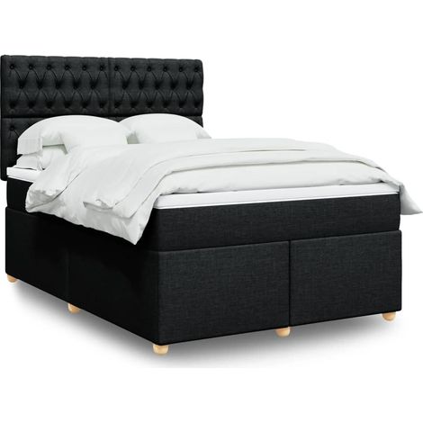Boxspringbett mit Matratze Schwarz 160x200 cm Stoff (1/5)