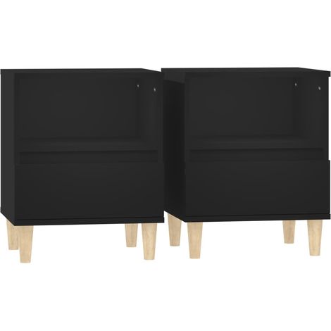 Juego de 2 mesitas de noche con cajón y compartimento abierto 40 x 35 x 50 cm madera de ingeniería negra DEC035543
