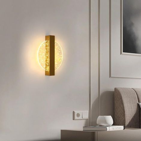 Applique da parete a LED per interni, 6W 1500lm, moderna, rotonda, in acrilico color oro, ideale per soggiorno, camera da letto, vano scale, corridoio, 3000K/4500K/6500K (1/3)
